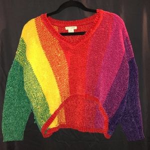 Cropped rainbow sweater